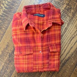 United By Blue Orange & Red Plaid Button-Down Flannel